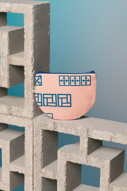 Half Round Pouch - Breeze Block Peach