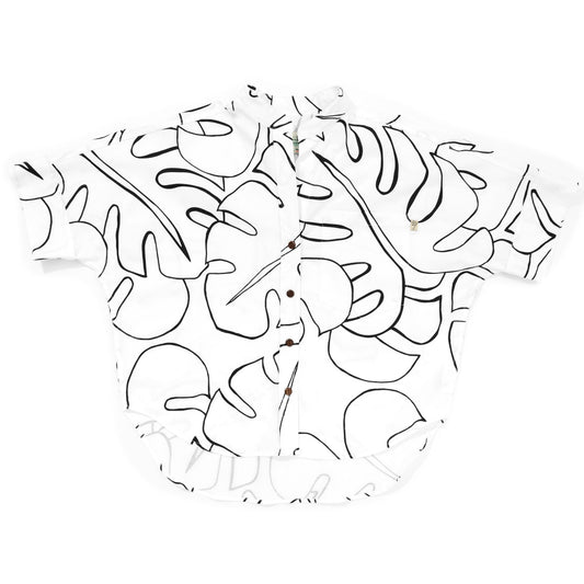 Abstract Monstera White & Black Harbor Shirt