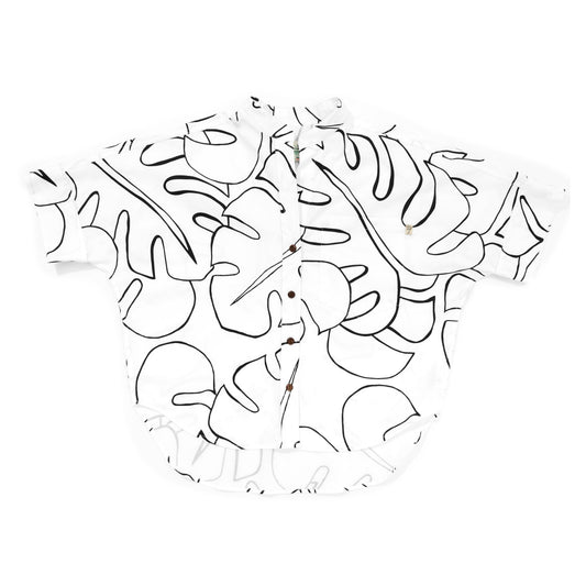Abstract Monstera White & Black Harbor Shirt