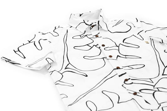 Abstract Monstera White & Black