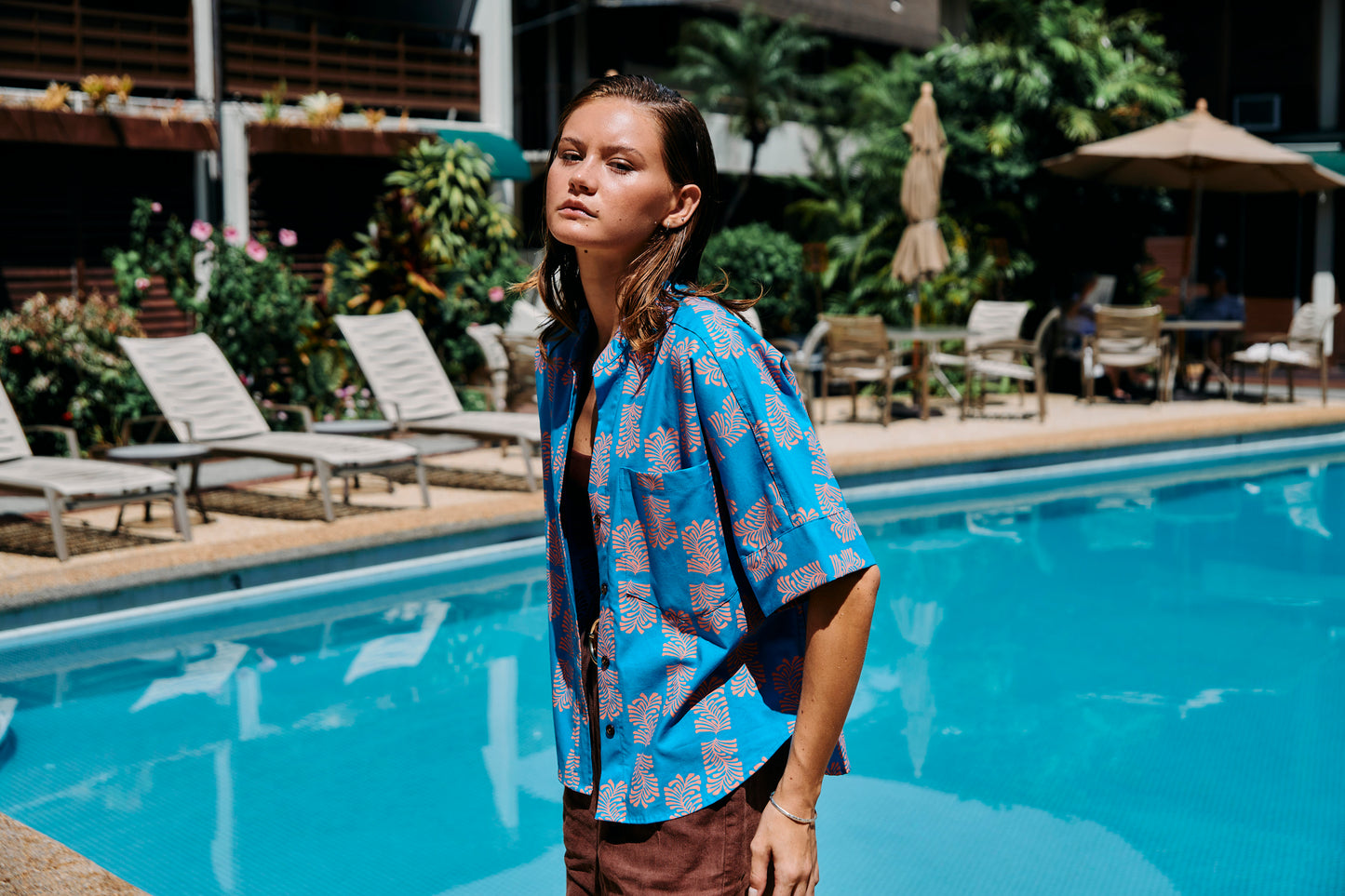 Woodblock Fern Turquoise Harbor Shirt