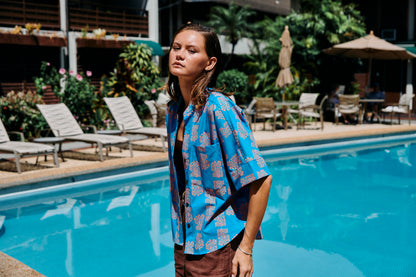 Woodblock Fern Turquoise Harbor Shirt