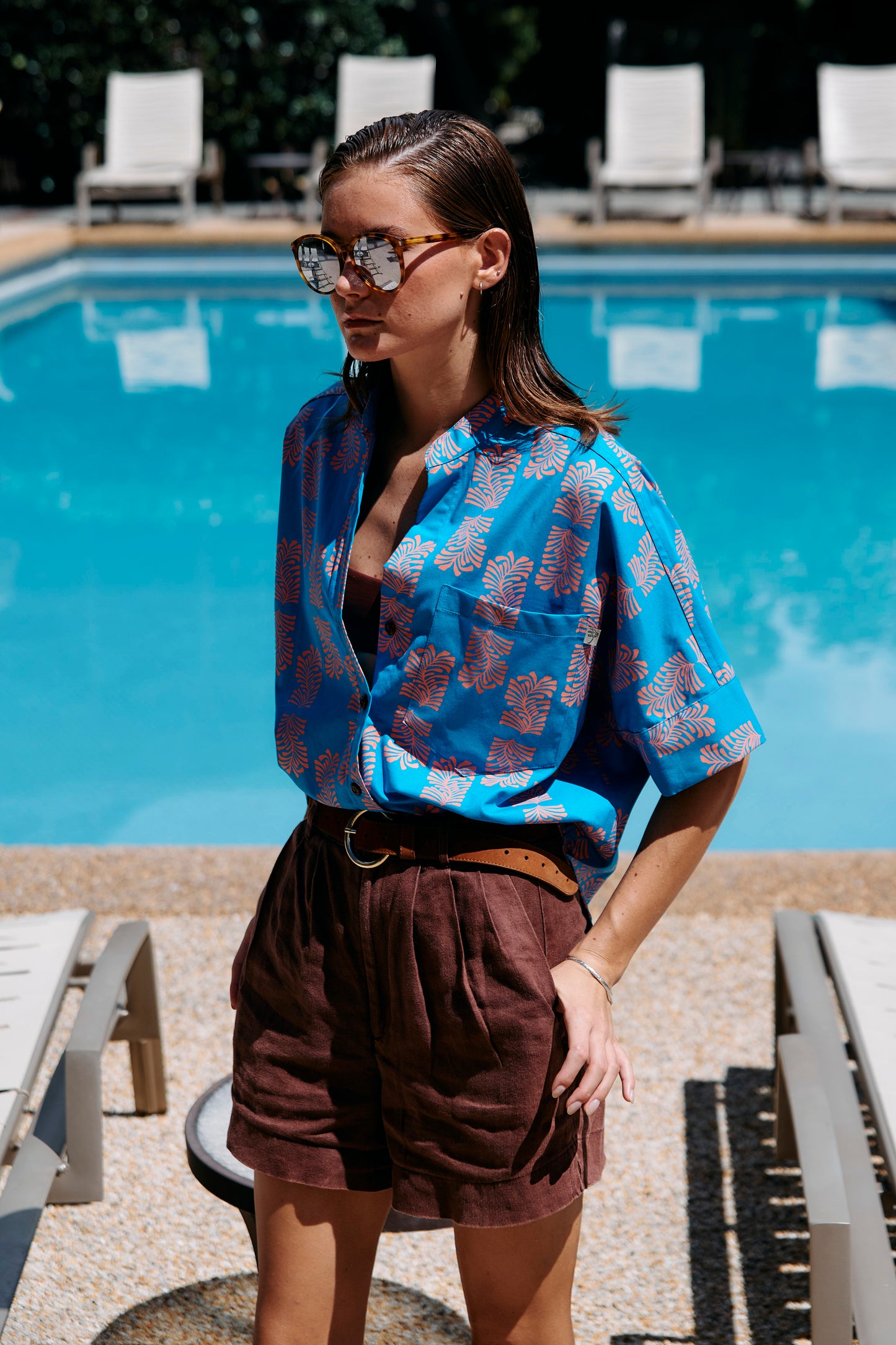 Woodblock Fern Turquoise Harbor Shirt
