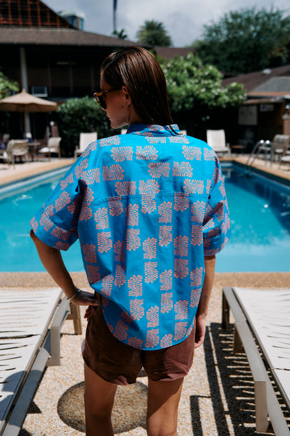 Woodblock Fern Turquoise Harbor Shirt