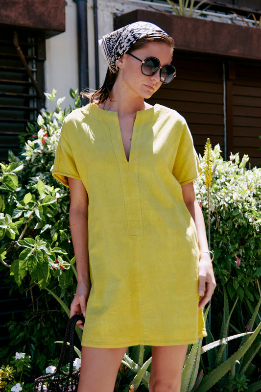 Mini Kaftan - Hand Dyed Chartreuse