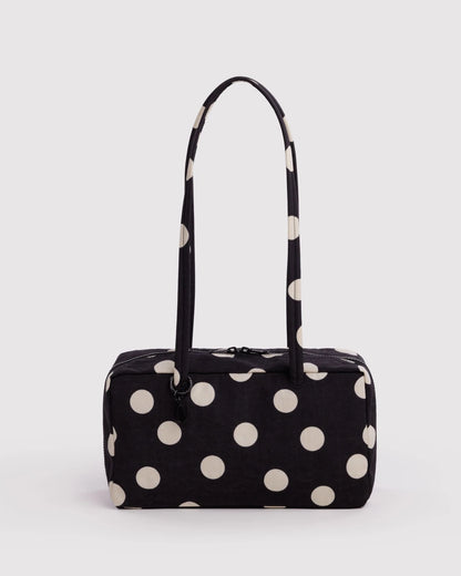 NYLON BOWLER BAG -BLACK + CREAM POLKA DOT