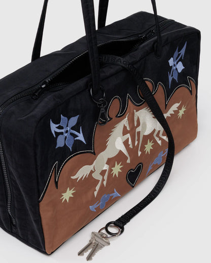 MEDIUM NYLON BOWLER BAG - WESTERN APLIQUE