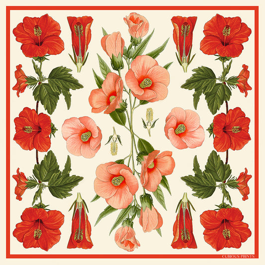 Botanical Hibiscus Silk Scarf - 2 Sizes