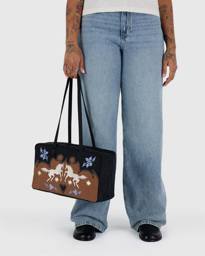MEDIUM NYLON BOWLER BAG - WESTERN APLIQUE