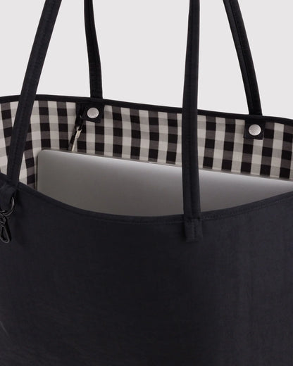 LARGE NYLON REVERSIBLE TOTE - BLACK MIX