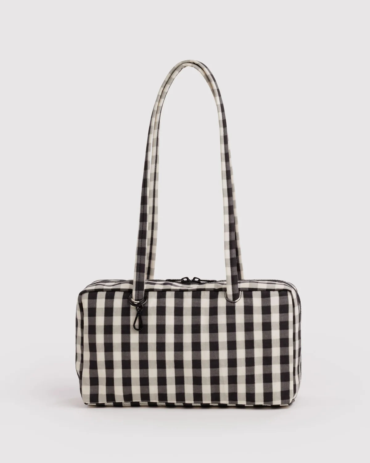 NYLON BOWLER BAG -BLACK + CREAM GINGHAM