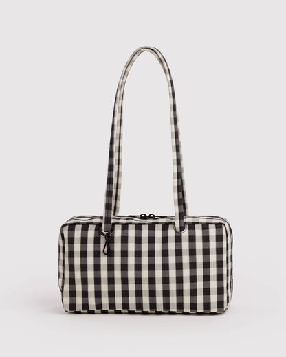 NYLON BOWLER BAG -BLACK + CREAM GINGHAM