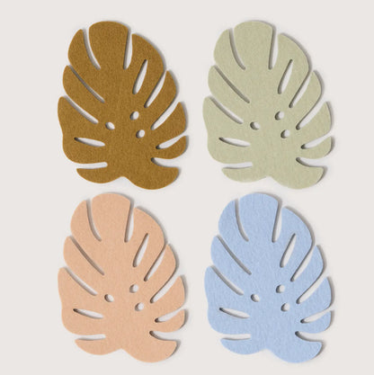 Wool Monstera Coasters- Multi Tropics