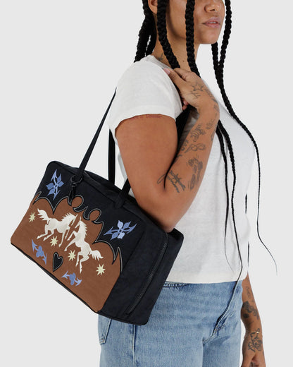 MEDIUM NYLON BOWLER BAG - WESTERN APLIQUE