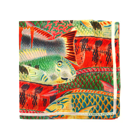 Tropical Fish Silk Scarf - 35” x 35”