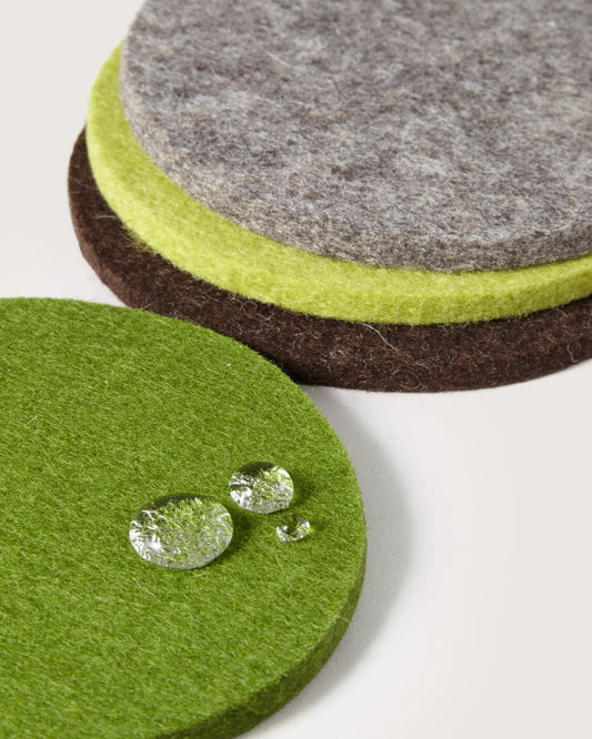 Merino Wool Round Coaster Multi 4 Pack - Forest