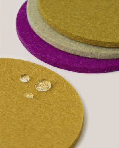 Merino Wool Round Coaster Multi 4 Pack - Golden Hour