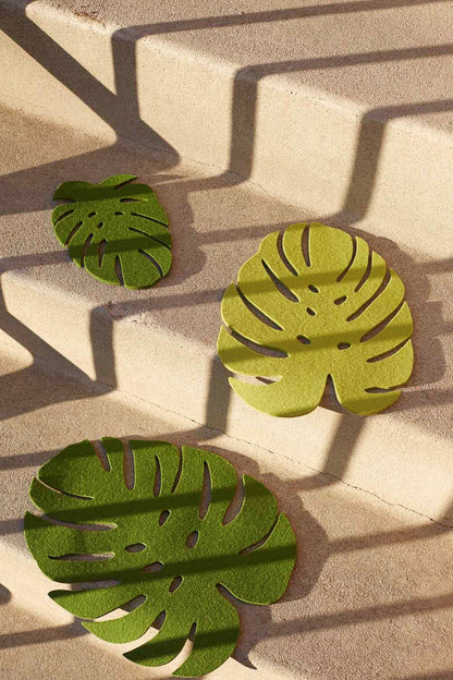 Wool Monstera Trivet- Loden Green