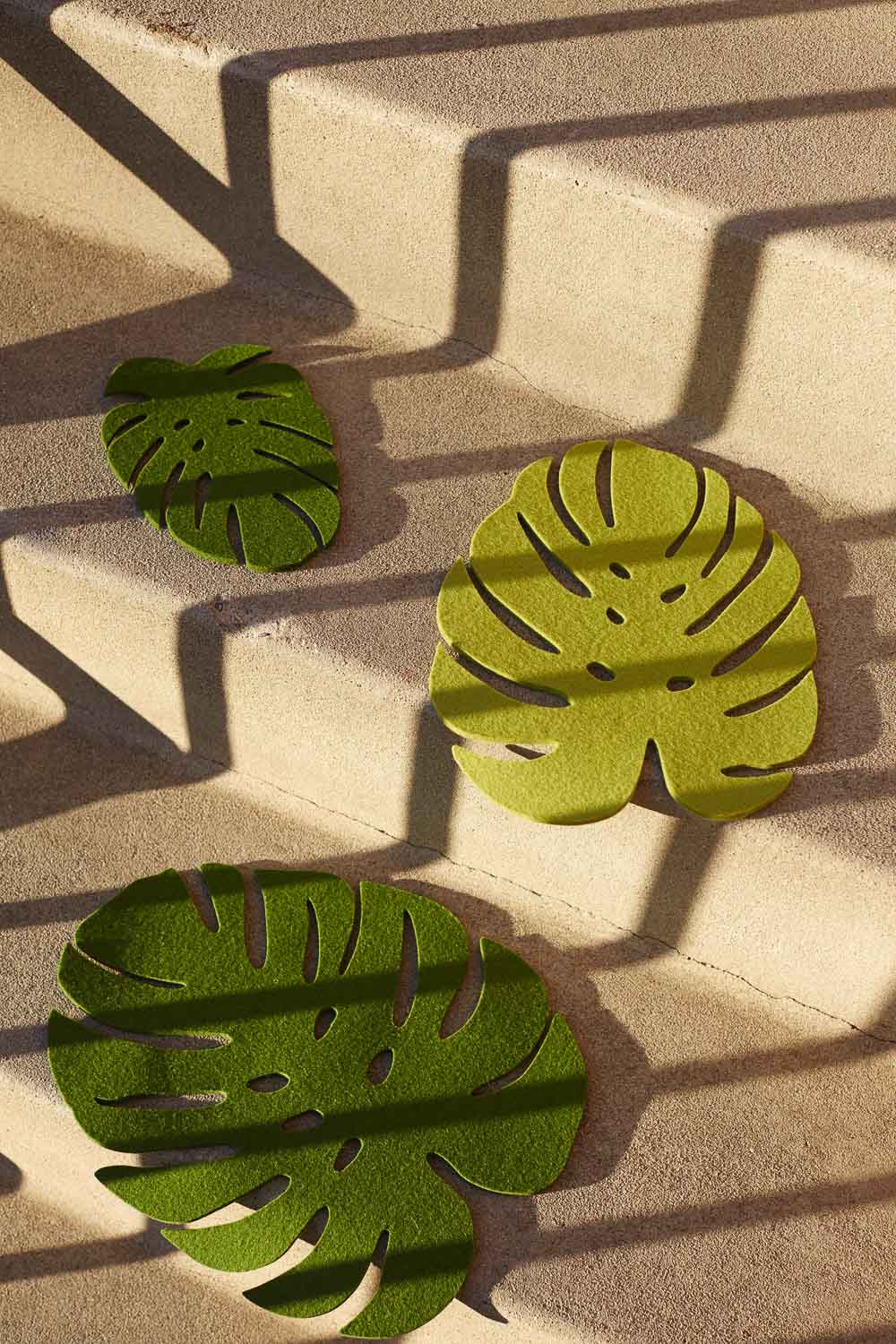 Wool Monstera Trivet- Pistachio