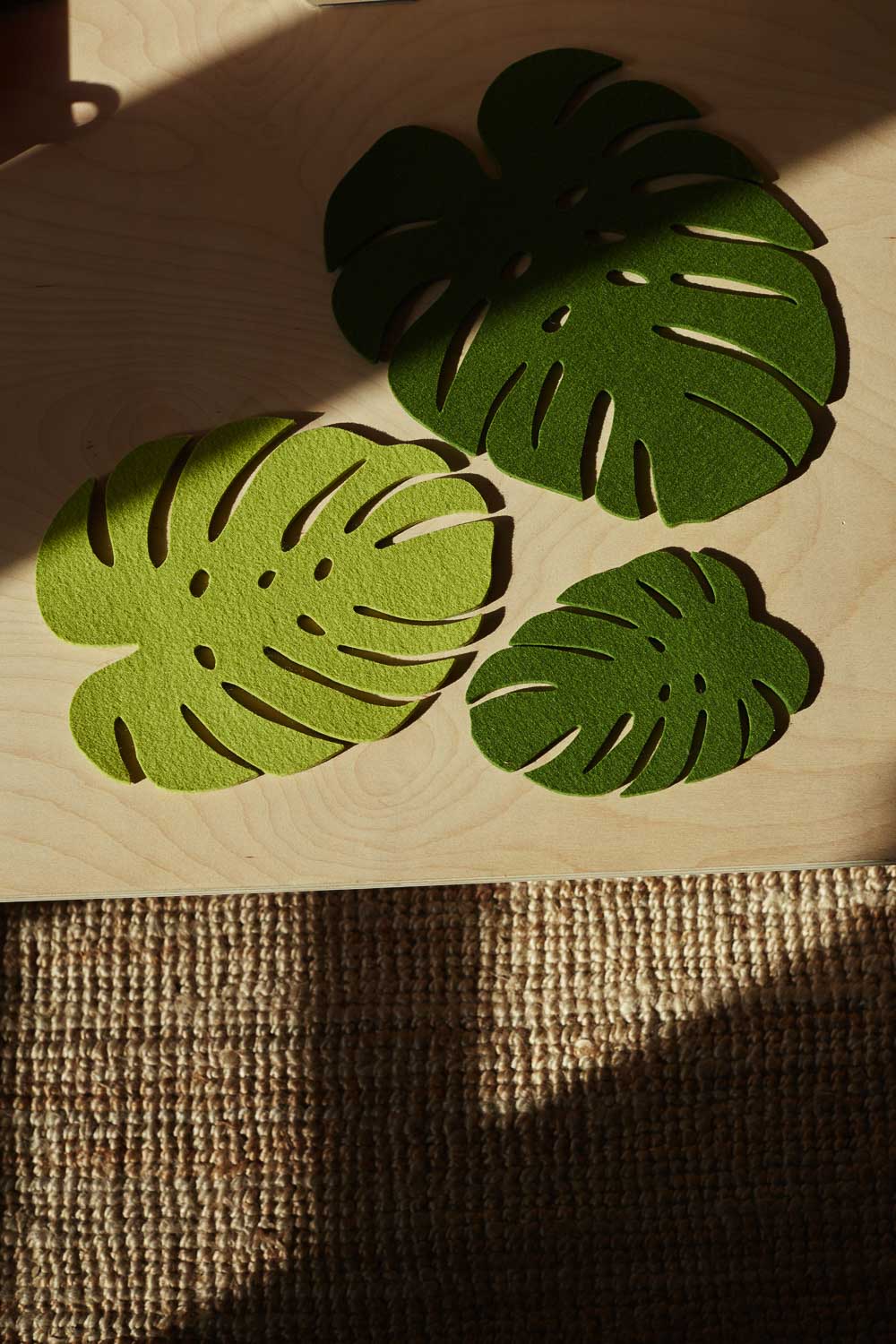 Wool Monstera Trivet- Loden Green