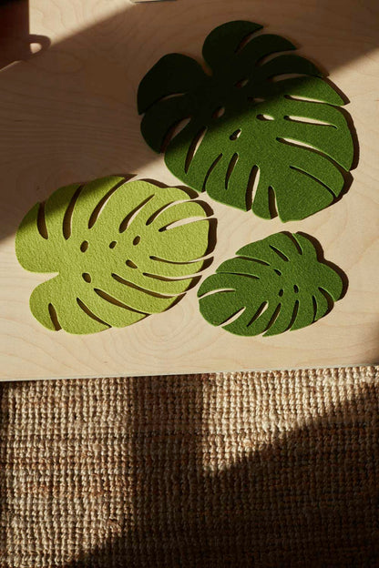 Wool Monstera Trivet- Pistachio
