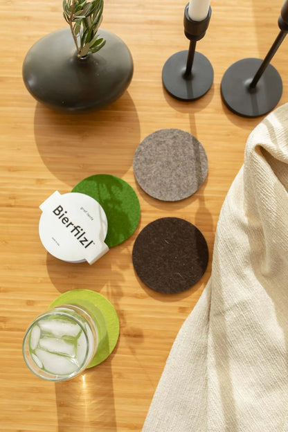 Merino Wool Round Coaster Multi 4 Pack - Forest
