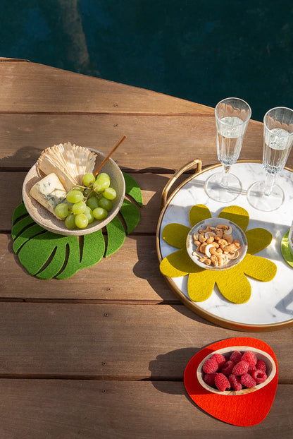 Wool Monstera Trivet- Pistachio