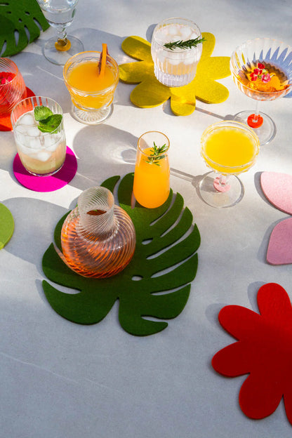 Wool Monstera Trivet- Pistachio