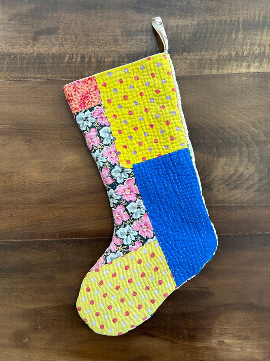 Crochet + Kantha Stocking A
