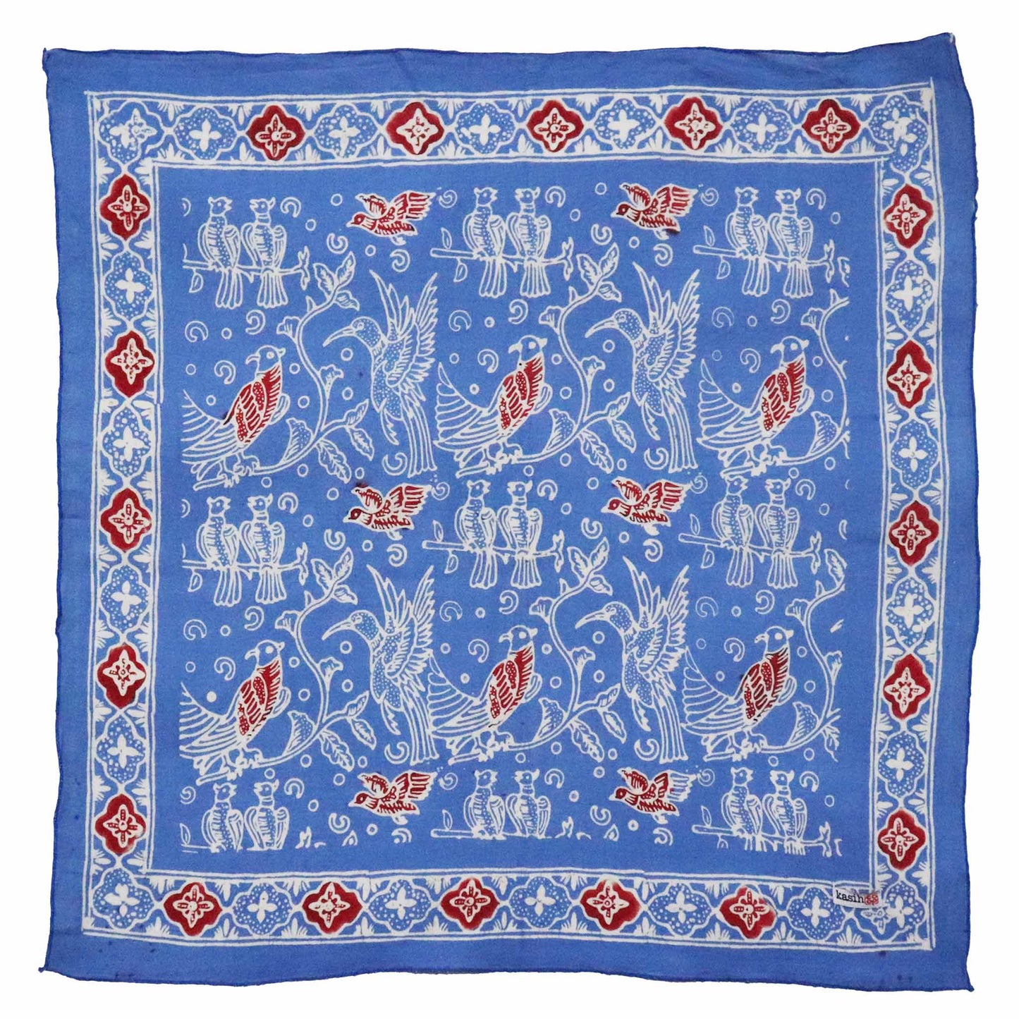 Batik Bandana - Birdsong Blue + Red