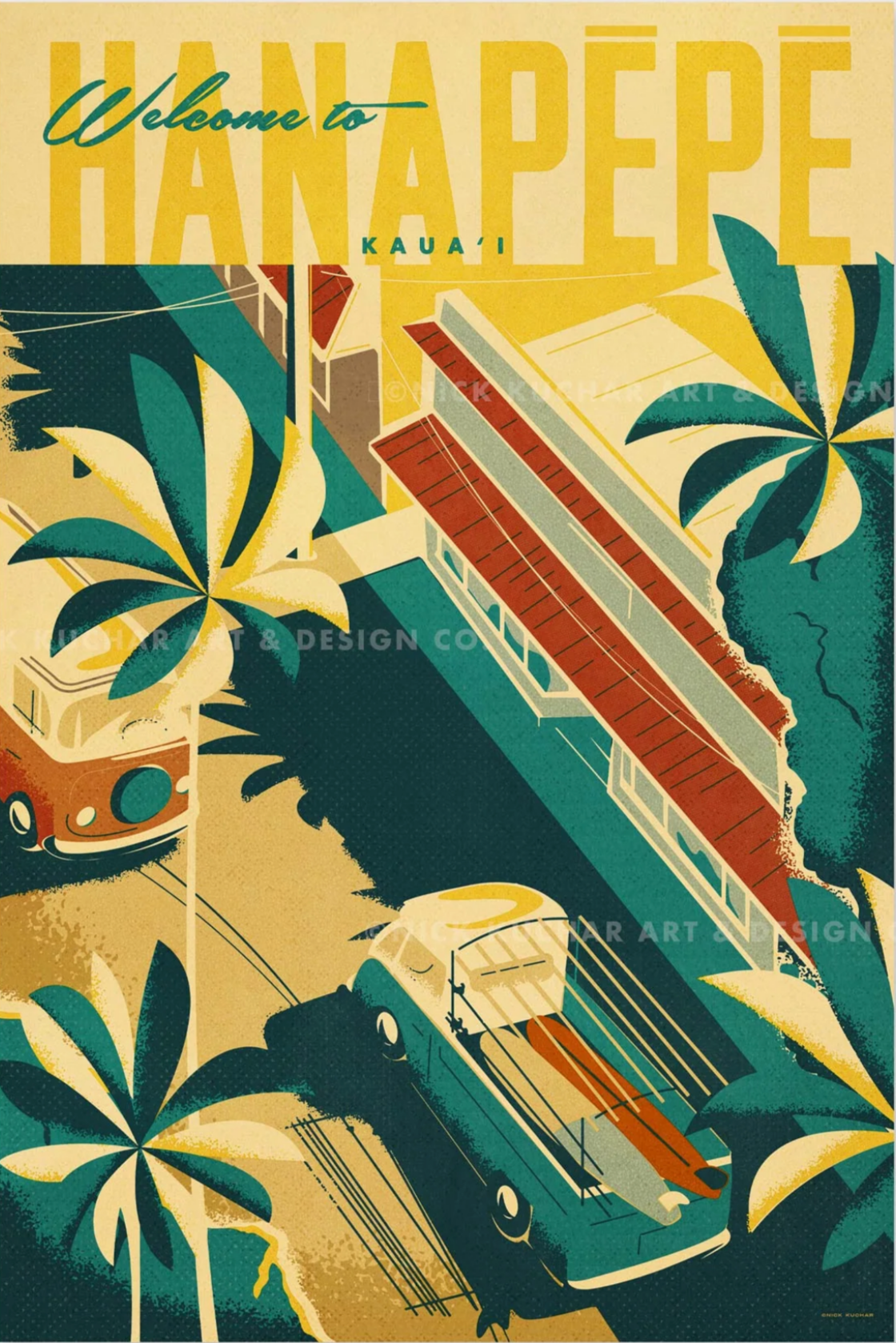 Hanapepe Town Travel Print by Nick Kuchar