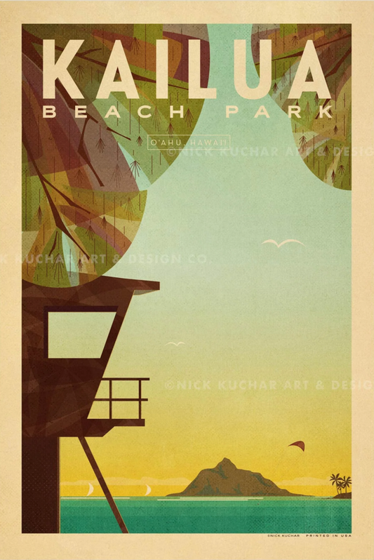 Kailua Travel Print by Nick Kuchar