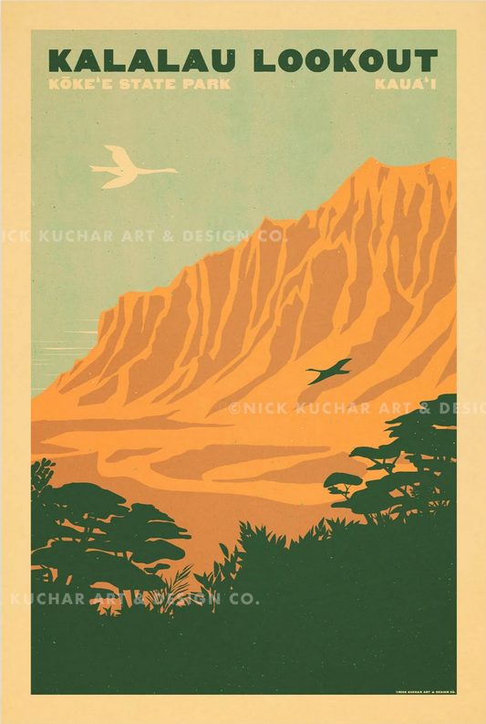 Kalalau Lookout Travel Print by Nick Kuchar