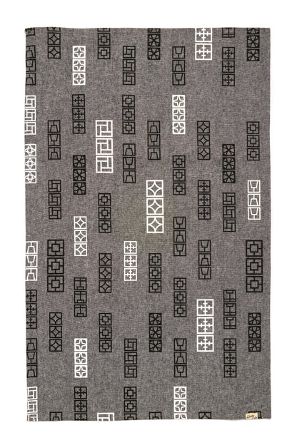 Breeze Block Linen Tea Towel - Black