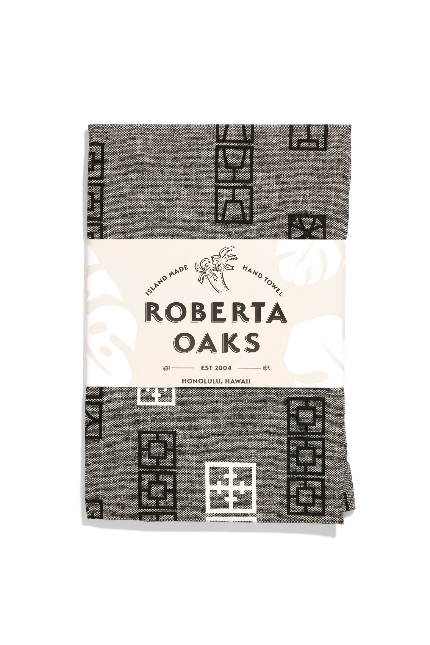 Breeze Block Linen Tea Towel - Black