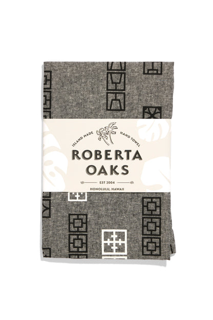 Breeze Block Linen Tea Towel - Black