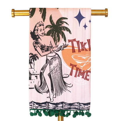 Mid Century Tea Towel- Tiki Hula