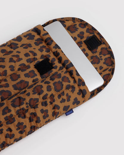 13" - 14" PUFFY LAPTOP SLEEVE - LEOPARD