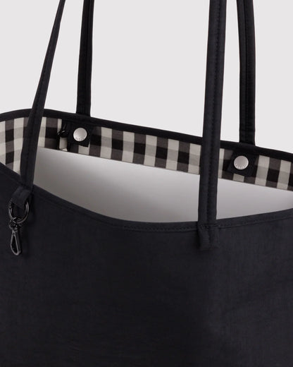 MEDIUM NYLON REVERSIBLE TOTE - BLACK MIX