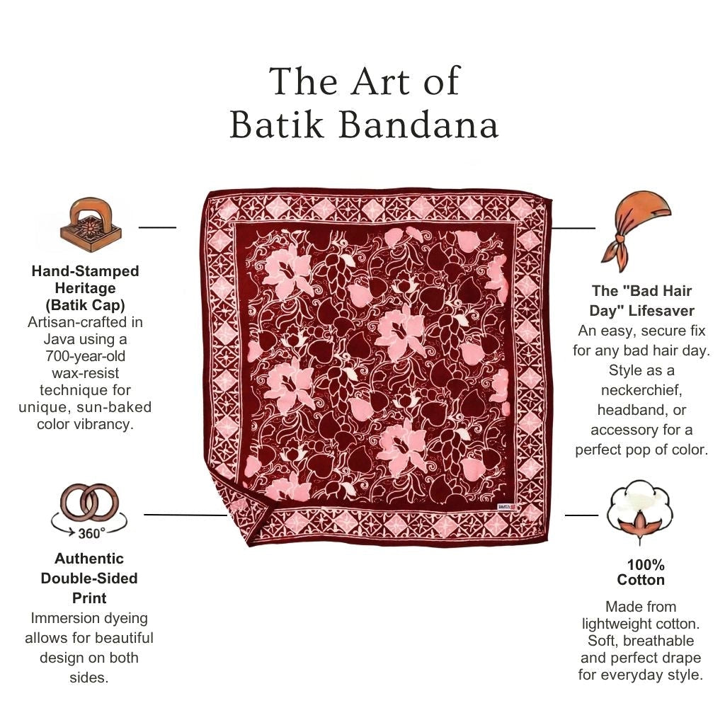 Batik Bandana - Ruby Bloom Red/Pink