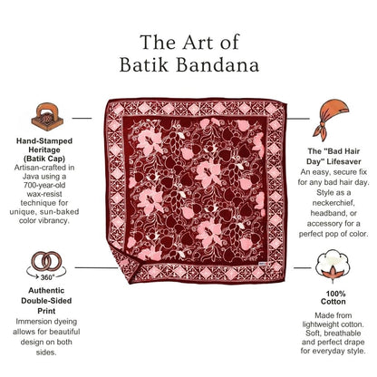 Batik Bandana - Ruby Bloom Red/Pink