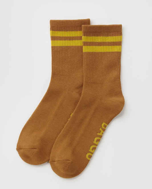RIBBED SOCKS - TOFFEE STRIPE