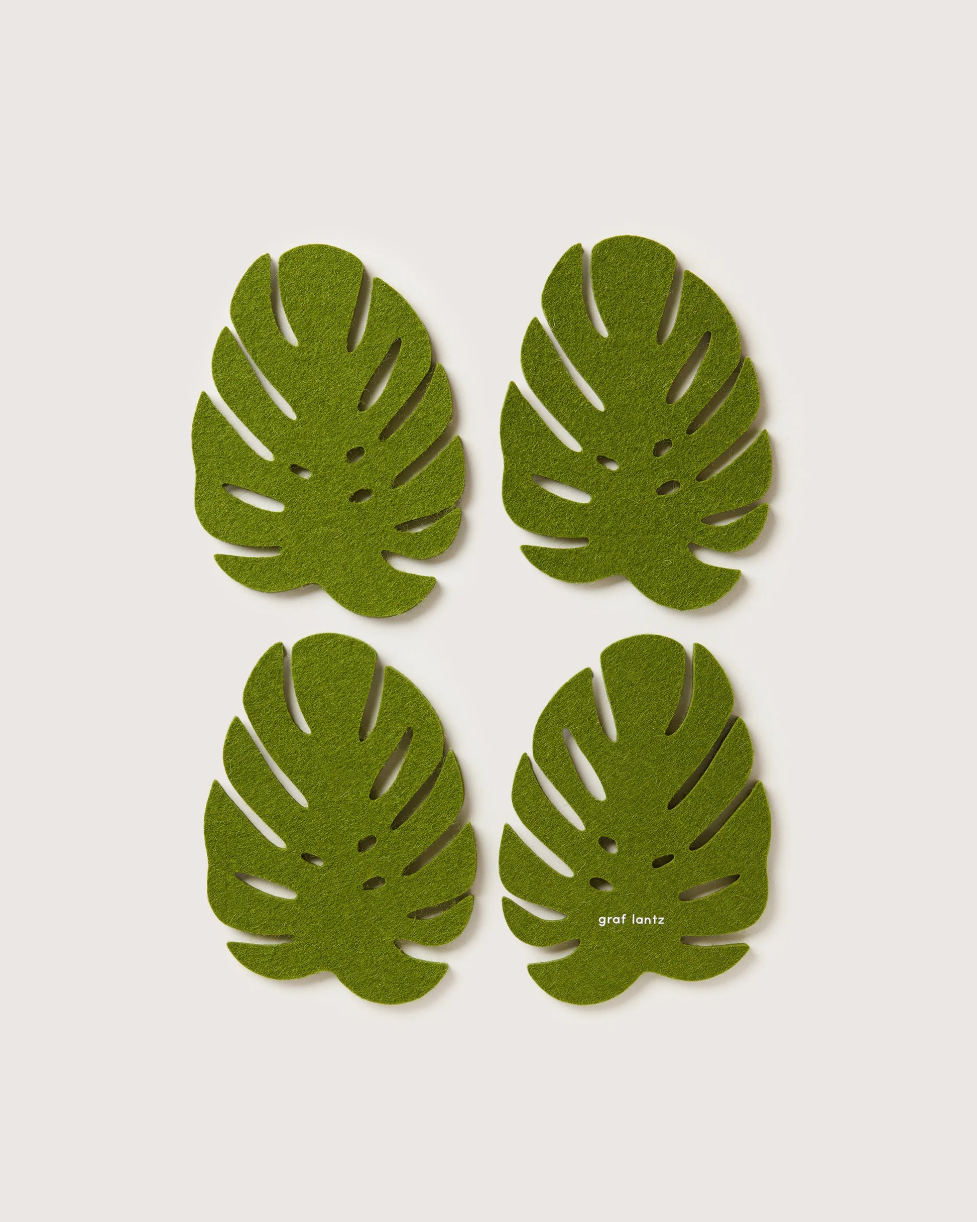 monstera coasters Wool Monstera Coasters- Loden Green
