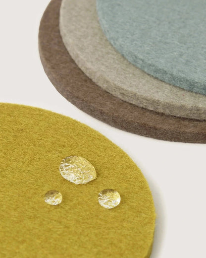 Merino Wool Round Coaster Multi 4 Pack - Fog