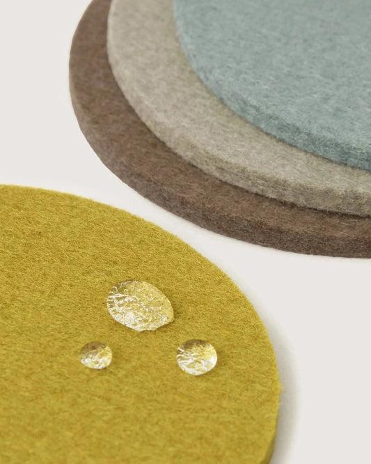 Merino Wool Round Coaster Multi 4 Pack - Fog