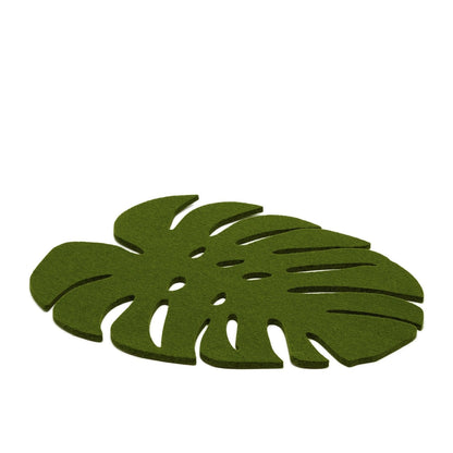 Wool Monstera Trivet- Loden Green