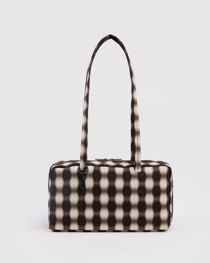NYLON BOWLER BAG - BLURRED GINGHAM BROWN