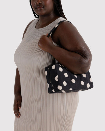 NYLON BOWLER BAG -BLACK + CREAM POLKA DOT