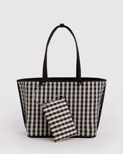 LARGE NYLON REVERSIBLE TOTE - BLACK MIX