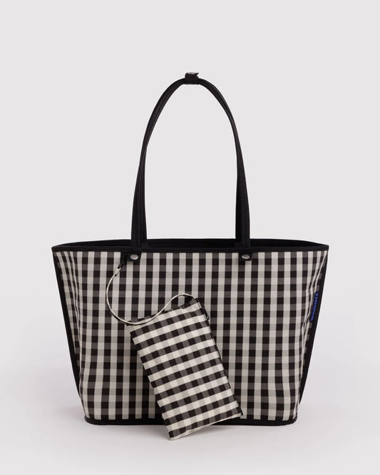 LARGE NYLON REVERSIBLE TOTE - BLACK MIX